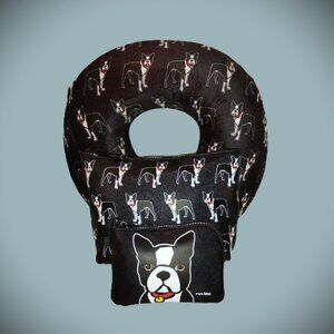 NWOT Marc Tetro Boston Terrier Bag/Pillow Set - 3 Piece, Black/White/Red